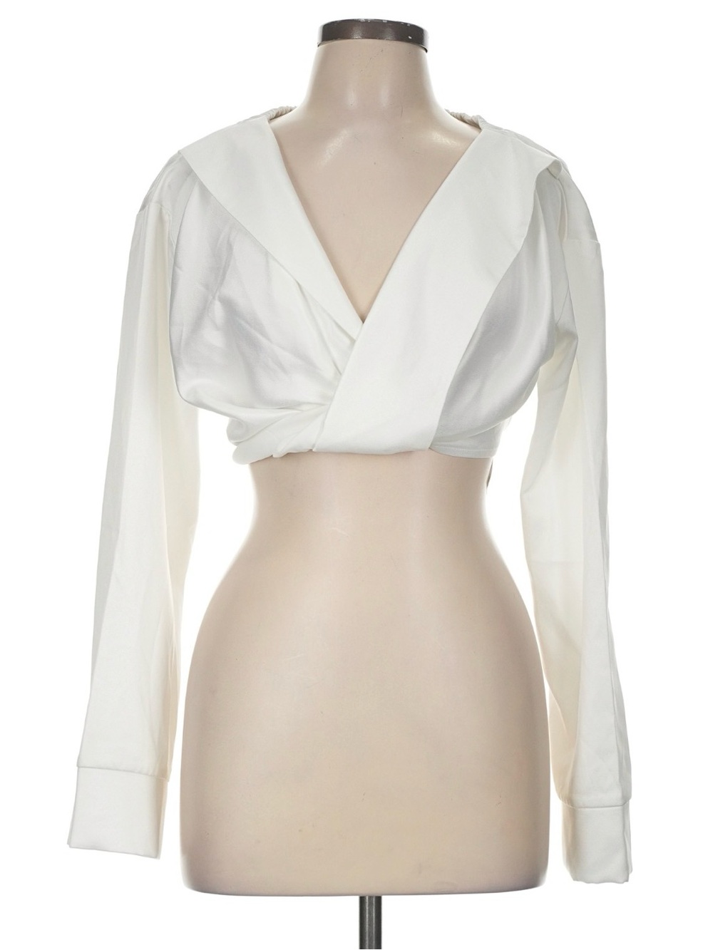 NWT PLT White Twist-Front Long Sleeve Crop Top